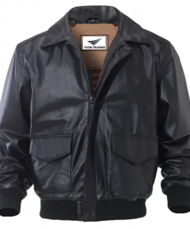 Real Black Sheepskin Leather Windbreaker Bomber Fashion Jacket for Men