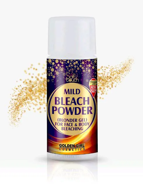 Soft Touch Bleach Powder Mild 60gm for gentle face and body bleaching and skin polishing, 60g pack by Golden Girl.