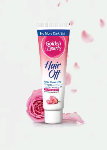 Hello Hair Removal Cream Rose 100grm tube with rose petals, shown on a smooth, clean surface, highlighting its elegant packaging and rose scent.