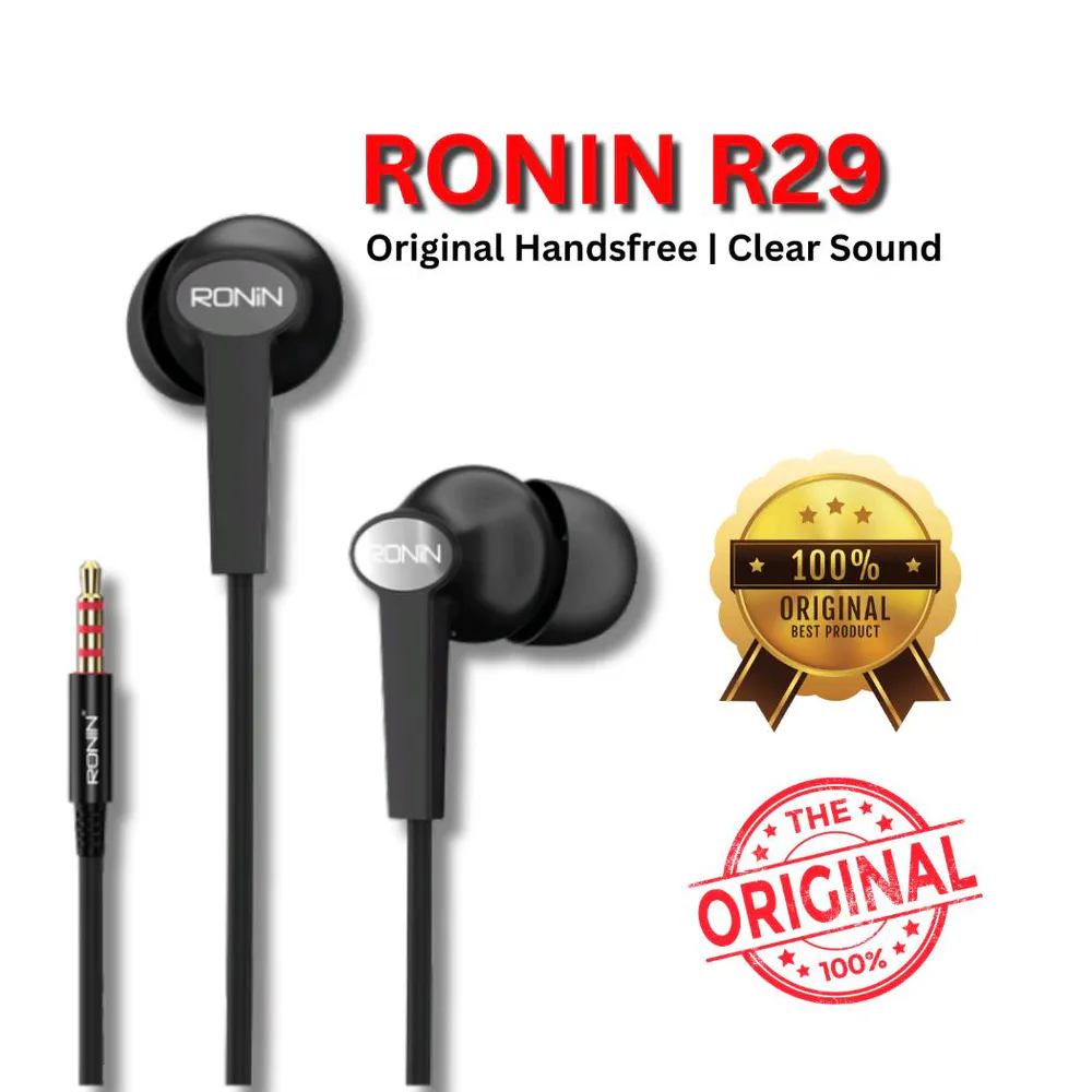 Ronin R29 Original Handsfree Deep Bass Wired Earphones with Stereo Sound, Noise Cancellation, and 3.5mm Jack with Mic for Music and Gaming