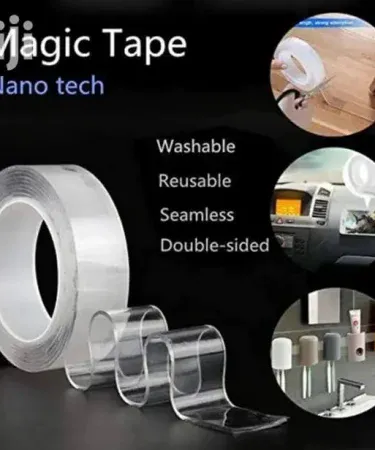 3 Meter Nano Tape Double Sided Washable Silicon Transparent Waterproof Reusable Adhesive Tape for Home & Office by Khareedo