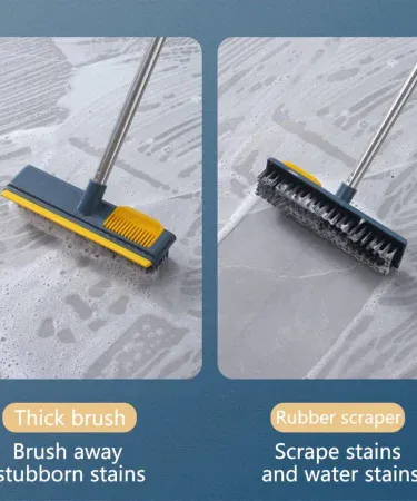 Blue 2-in-1 Floor Scrub Brush with adjustable long handle and stiff bristles for bathroom, kitchen, and tile cleaning, available on Khareedo|Kharedo Pakistan.