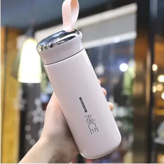 Insulated double-walled water bottle for girls in glass or plastic, 350ml/410ml capacity, keeps drinks hot/cold, leak-proof, ideal for school, hiking, travel.