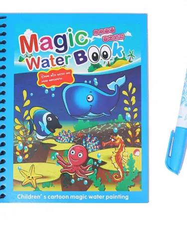 Reusable Magic Water Painting Book for children with magic water pen, mess-free coloring for kids, early learning and creative activity.