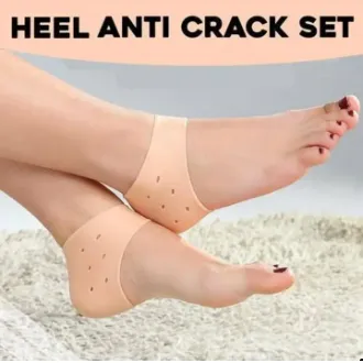 1 Pair Silicone Gel Heel Crack Protector Anti-Crack Moisturizing Foot Pain Socks for Dry Heels and Tumit Sakit Relief, Human Skin Color