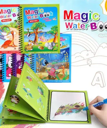 Reusable Magic Water Painting Book for children with magic water pen, mess-free coloring for kids, early learning and creative activity.