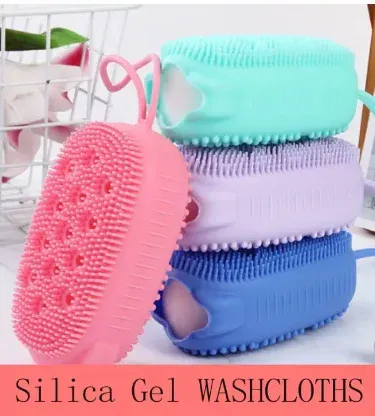 2-in-1 silicone body scrubber bath sponge with exfoliating bristles and soft sponge texture, ideal for gentle cleansing and massage for women, men, and kids.