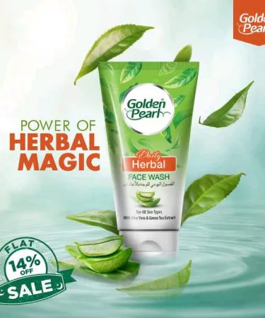 Golden Pearl Herbal Face Wash 150ml bottle for glowing skin, natural face cleanser available on Khareedo Kharedo in Pakistan with check on delivery.