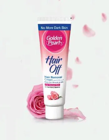 Hello Hair Removal Cream Rose 100grm tube with rose petals, shown on a smooth, clean surface, highlighting its elegant packaging and rose scent.