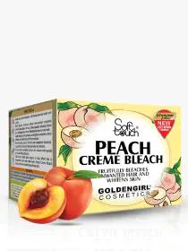 Soft Touch Peach Creme Bleach Jumbo 500gm for skin whitening, brightening, and dark hair bleaching. Golden Girl peach bleach pack with cream, accelerator, spatula, and scraper for face and body use in Pakistan.