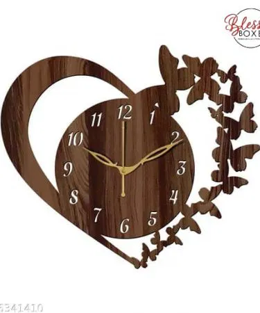 Beautiful 15-inch round wooden wall clock with a rustic finish, black numbers, and hands, ideal for modern or traditional home decor.