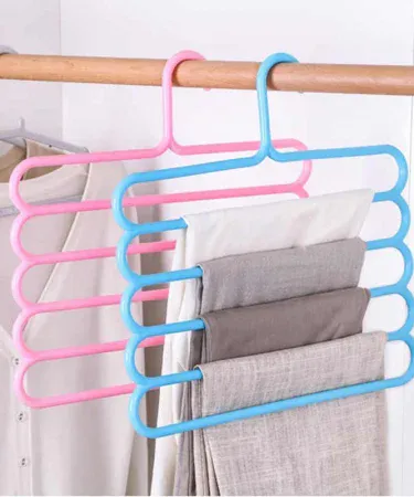 Multicolour NHA Accessories 5 Layers Clothes Hanger, a multi-purpose magic space-saving closet organizer for scarves, belts, and kids' outfits, showcasing its stacked design.