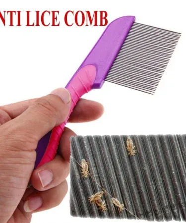 **Stainless steel anti lice and nit comb with handle for effective head lice removal in children, men, and women