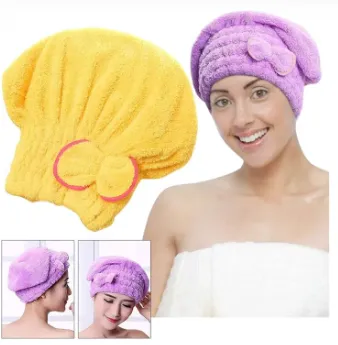 Microfiber Quick Dry Hair Turban Wrap Towel Hat - Super Absorbent Hair Drying Cap for fast, gentle hair drying without heat, suitable for women, men, and kids.