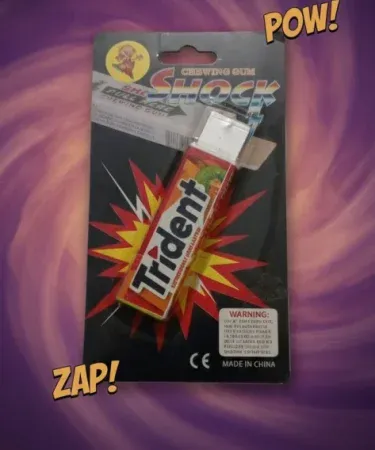 Electric Shock Chewing Gum Prank Toy, realistic Trident gum pack design for adults and teens