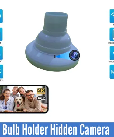 Day and Night Vision 1080P HD WiFi Mini CCTV Camera disguised as a bulb holder for discreet home security surveillance