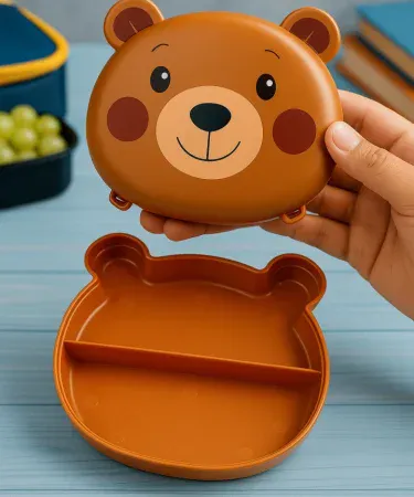 Cute Bear Shaped Lunch Box for School and College Students - Front View