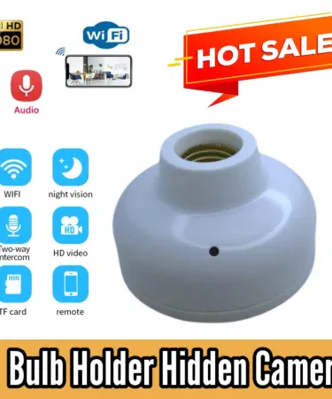 Black Bulb CCTV Camera 1080P HD Mini WiFi Security Camera with Night Vision, Motion Detection, and 150° Wide Angle for Indoor/Outdoor Home, Baby & Pet Monitoring