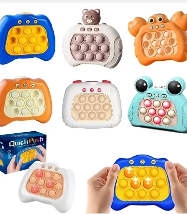 **Close-up of a vibrant Pop It Pro Fidget Toy showing its colorful bubble surface, illuminated LED lights, and buttons for multiple game modes, perfect for stress relief and engaging play.