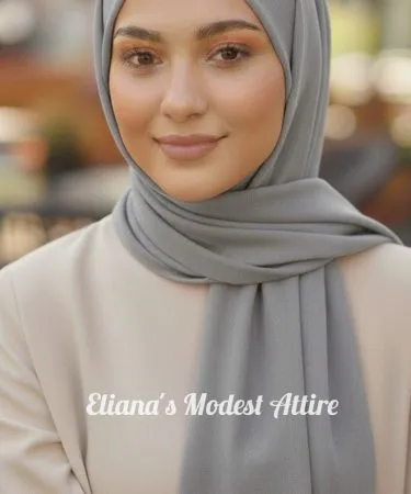 A model gracefully wearing a soft, elegant Turkish Lawn hijab in a beautiful shade, highlighting its flowing fabric and stylish drape, perfect for enhancing any outfit.