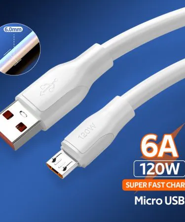 Fast charging Android data cable for mobile phones, high-speed USB connector, quick charge capability, durable cable design.