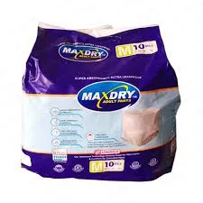 ** Maxdry Adult Pants 10 Pcs for incontinence, showing a pack of premium disposable adult nappies in Large and Medium sizes, designed for men and women offering comfort, superior absorbency, and discretion.
