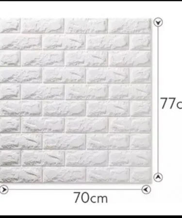 White 3D Foamic Brick Sheet 70x77cm self-adhesive foam wall panel, realistic brick texture for modern home decor DIY.