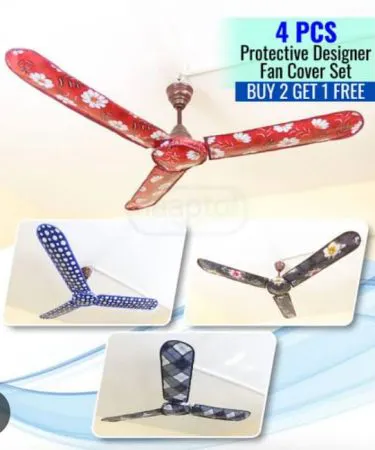 Durable white mesh fan cover protecting an electric fan, priced at Rs. 380/- available on Khareedo|Kharedo Pakistan with Check on Delivery option.