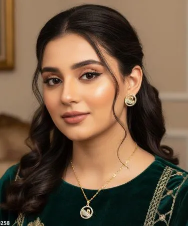 Elegant synthetic stone Duck Pendant Set for women, featuring a charming duck design crafted from copper alloy, with matching tops and a delicate chain.