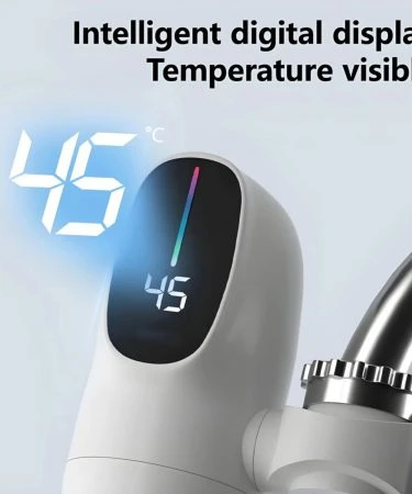 3000W Instant Electric Water Heater Kitchen Faucet Tap with Digital Temperature Display | Easy Installation Bathroom Hot Water Adapter IPX7
