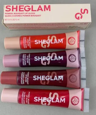 ANC SHEGLAM Power Bouquet Lip Gloss 4pc Set with vibrant, high-quality shades, barcode scanned for authenticity, perfect for lip makeup.