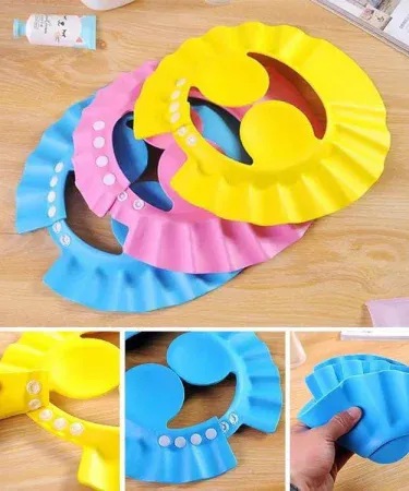 Soft Adjustable Baby Shower Cap & Bathing Hat for Kids - Safe Shampoo & Infant Ear Protection Shield by Khareedo