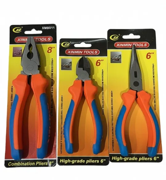 Super Combination Plier Electric Plas 8inch 3 Piece Set with Cutter and Nose, Durable Carbon Steel Insulated Handle for Home and Electrical Use - Khareedo Pakistan
