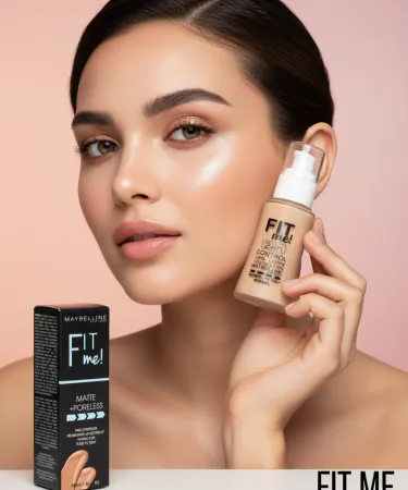 Maybelline Fit Me Foundation Matte + Poreless 40ml bottle, oil control liquid foundation for a flawless and poreless finish in Pakistan.
