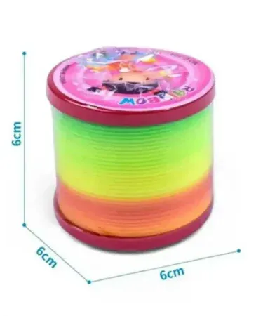 Vibrant 6cm Rainbow Slinky Spring Toy - Classic Fidget & Walking Coil for Stress Relief & Fun
