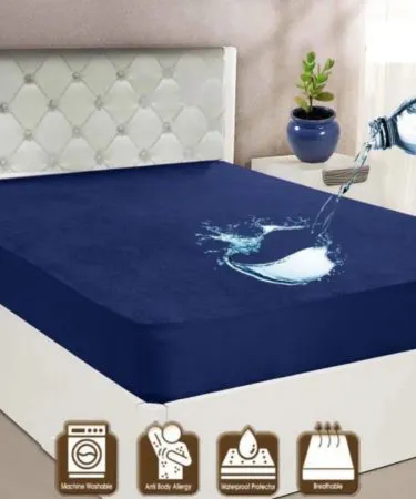 Aone Bedding 100% Waterproof Terry Polyester King Mattress Protector (72x78) - Noiseless, Washable, Elastic Fit - White