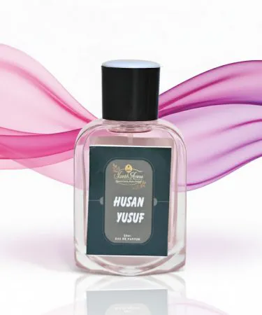 Aroma Husn-e-Yousuf Attar 50ml bottle, elegant design, alcohol-free, luxury floral woody unisex fragrance with oud and sandalwood notes.