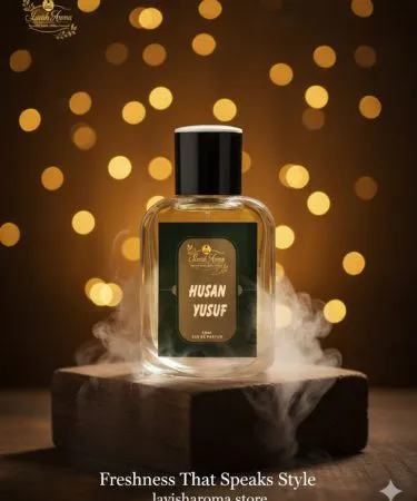 Aroma Husn-e-Yousuf Attar 50ml bottle, elegant design, alcohol-free, luxury floral woody unisex fragrance with oud and sandalwood notes.