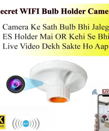 1080p HD Wireless Wifi Bulb Holder CCTV Camera with stand and charging cable for office and kids room security from Khareedo