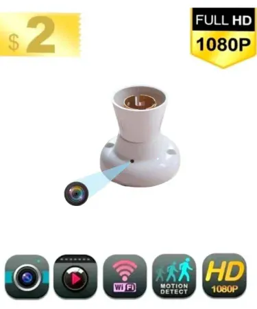 1080P HD Bulb Holder WiFi Mini Security Camera with Night Vision, Wireless Remote Video Surveillance, and Smart Home Features