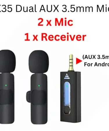 K35 wireless lavalier microphone dual transmitter receiver 3.5mm for vlogging podcast interview