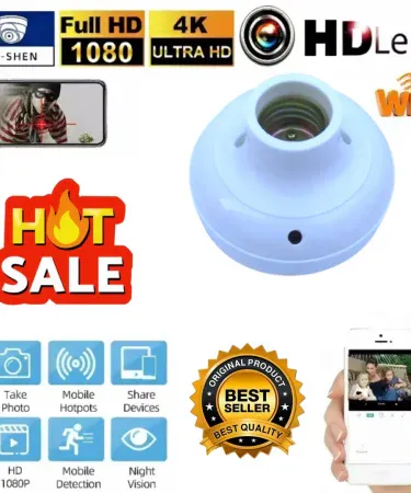 Close-up of a discreet b for BEDROOM SAFE SECURITY CCTV CAMERA Spy Camera integrated into a small holder, showing its compact design and hidden lens for 1080P WiFi indoor audio/video recording with 24-hour live view.