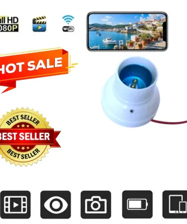 8MP HD Bulb Holder WiFi CCTV Camera with Night Vision and 2-Way Audio for Outdoor Home Security