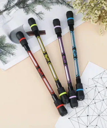 Dynamic Spin Pen with LED lights for tricks and fidgeting, showcasing balanced design and anti-slip grip