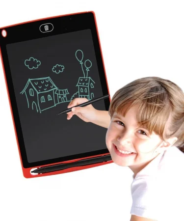 8.5 inch Multicolor LCD Writing Tablet for Kids with stylus, showing a colorful drawing, educational doodle scribble board, mess-free learning toy, Khareedo/Kharedo Pakistan