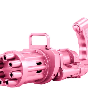 Automatic 8-Hole Bubble Gun Machine with 8 powerful nozzles, creating a massive stream of bubbles in a vibrant outdoor setting. Perfect for kids and parties.