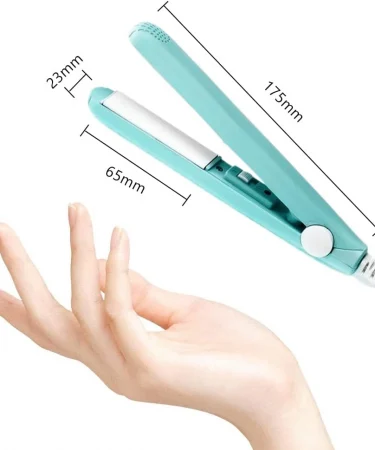 Mini Hair Straightener for Travel & Home with Ceramic Plates, Portable Hair Iron for all Hair Types, Compact Flat Iron for Frizz-Free Hair
