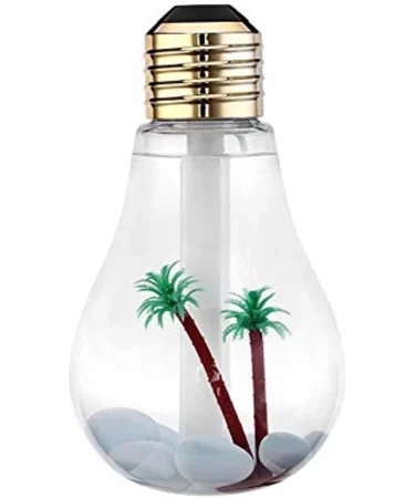 USB Air Humidifier Bulb 400ml with 7 Colors LED Lamp Diffuser and visible mist, featuring an elegant design perfect for Bedroom, Office, and Car use.
