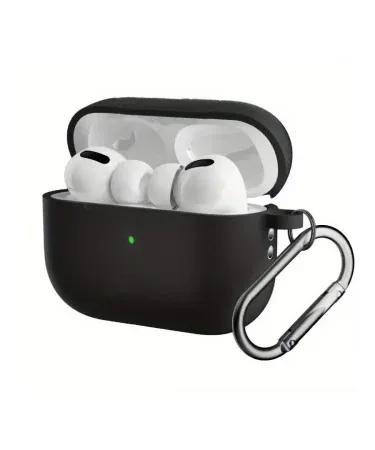 ** AirPods Pro (2nd Generation) Black color silicone cover, highlighting its best quality protection and perfect fit for the 2024 latest generation model.