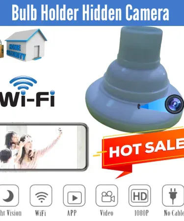 Day and Night Vision Bulb Holder CCTV Camera HD WiFi Mini Security Recorder for Home Monitoring and Infants, Khareedo Pakistan